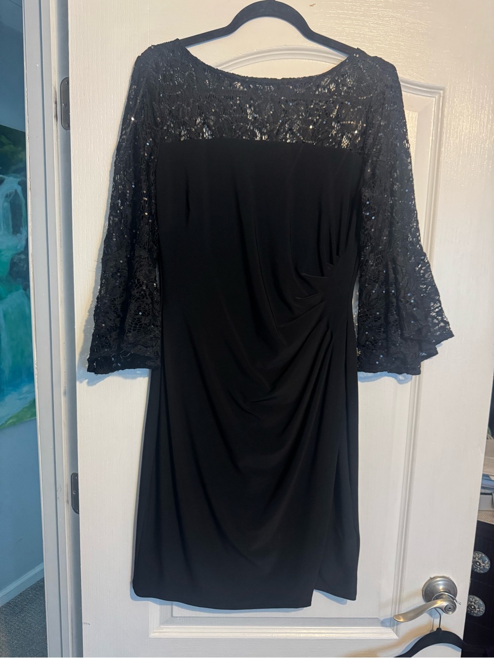 Ralph Lauren Black Lace-Sleeve Cocktail Dress